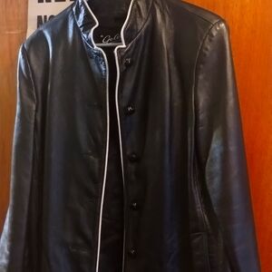 Vintage black with white leather jacket